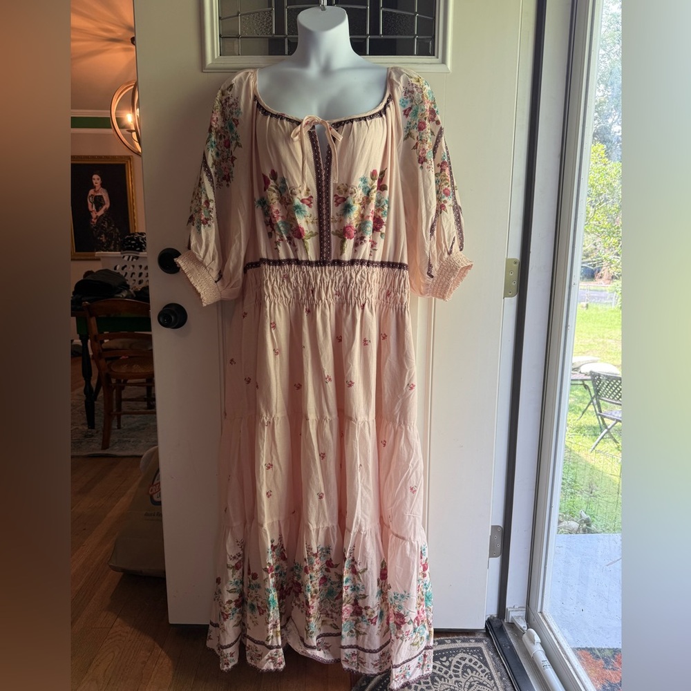 Anthropologie The Somerset Pale Pink Floral Maxi Dress